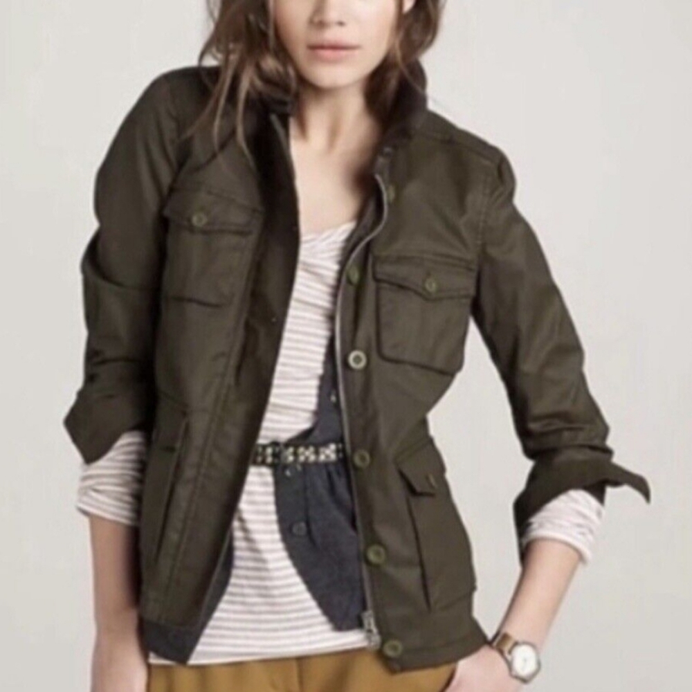 J. Crew Black Washed & Age Waxed Cotton Coat